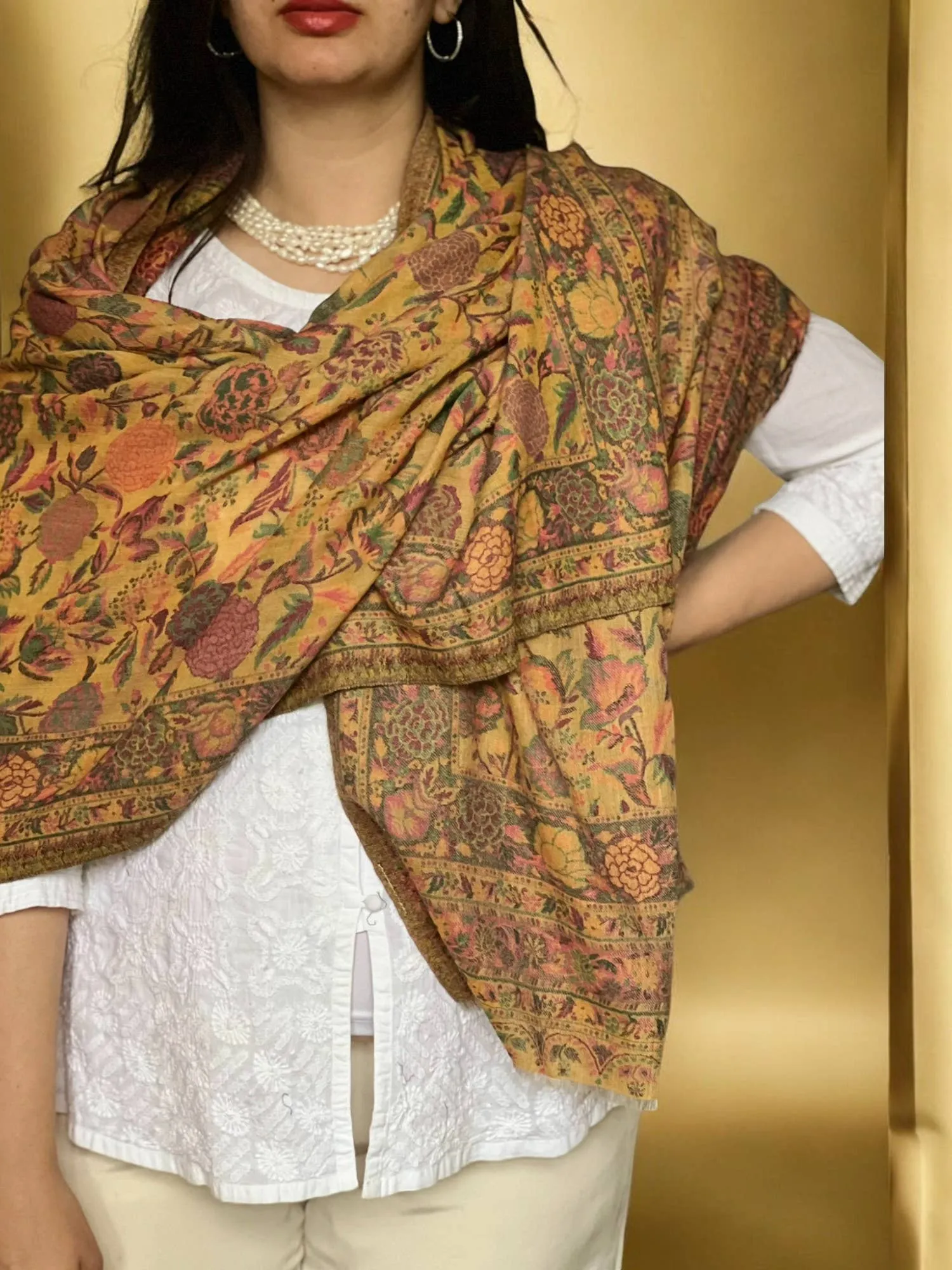 Yellow Fine Wool Pashmina