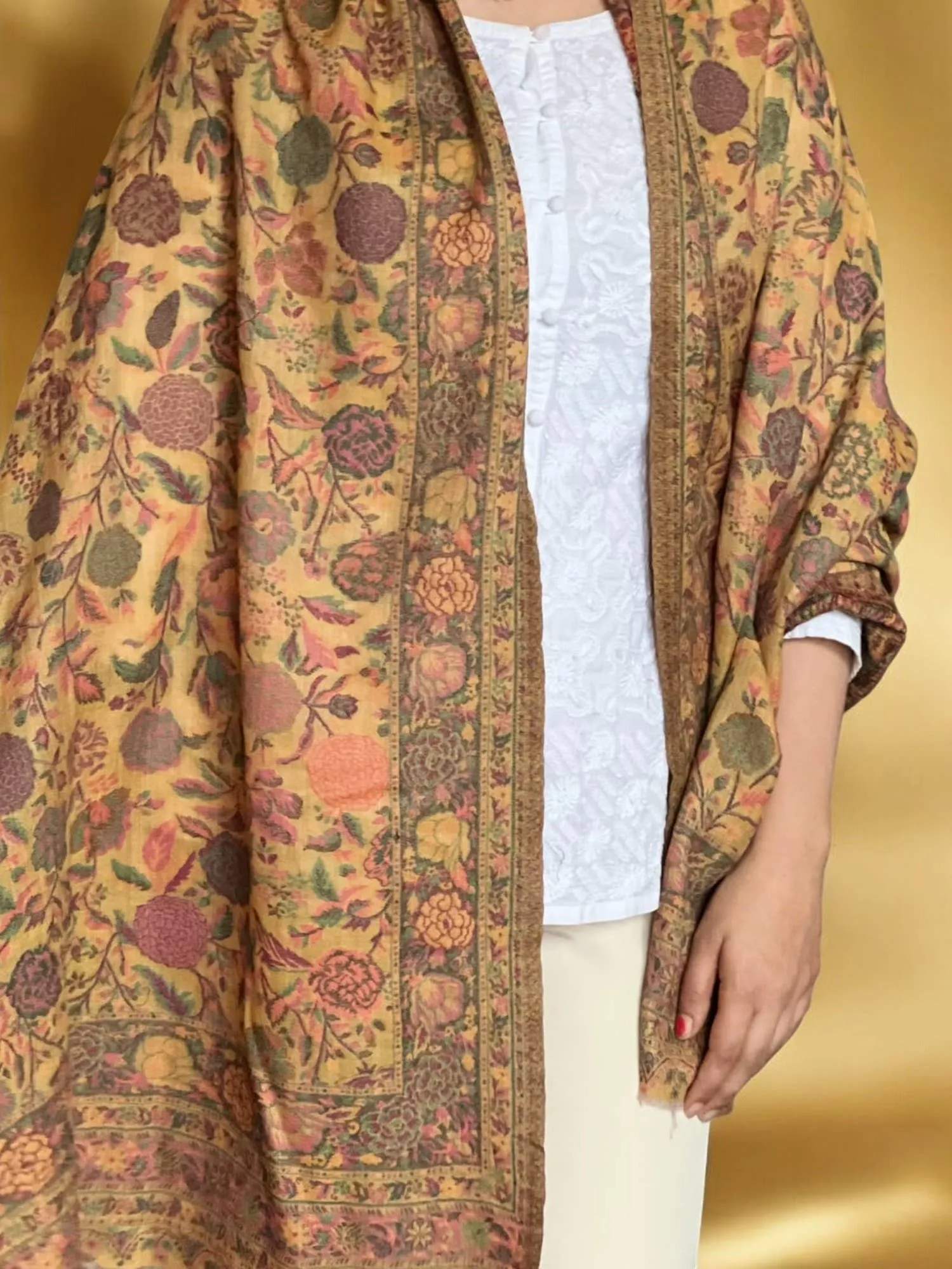 Yellow Fine Wool Pashmina