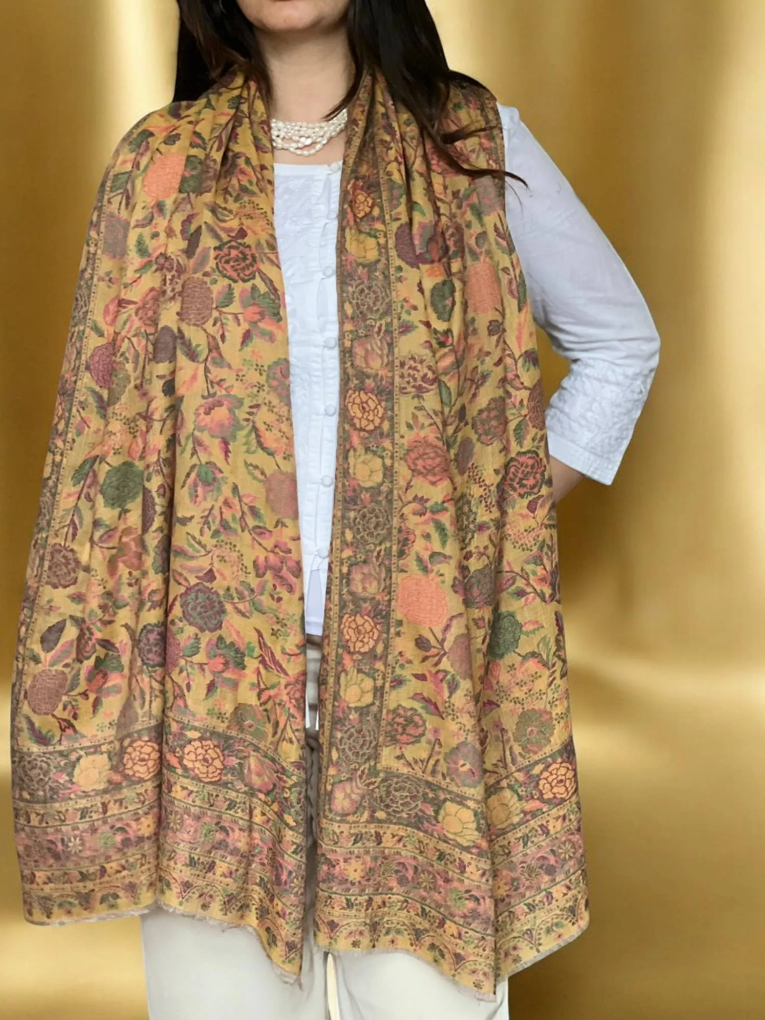 Yellow Fine Wool Pashmina