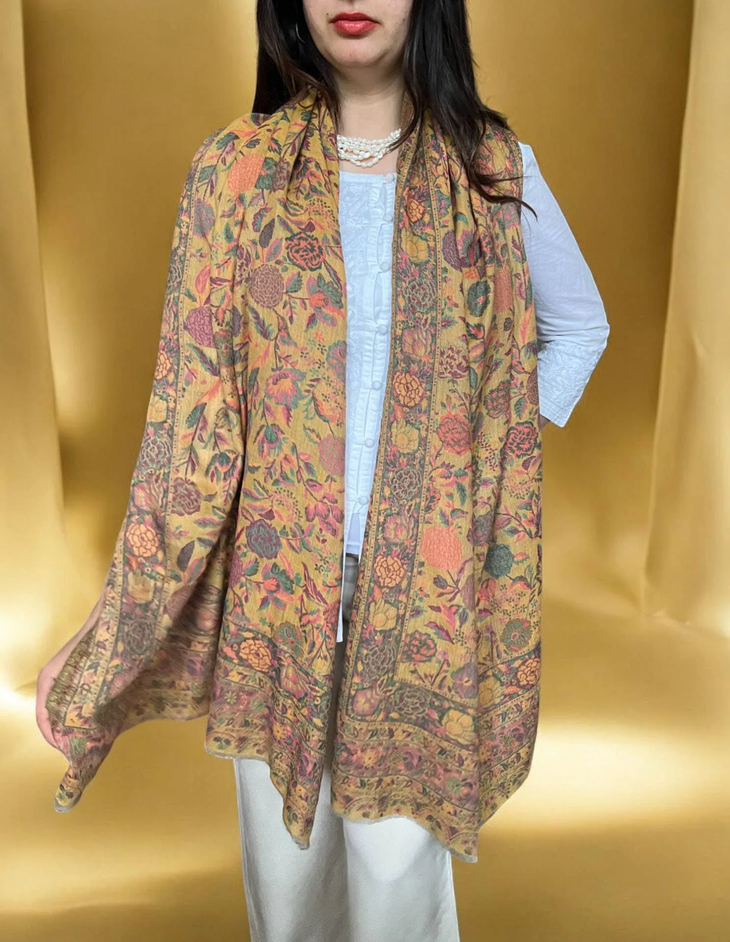 Yellow Fine Wool Pashmina