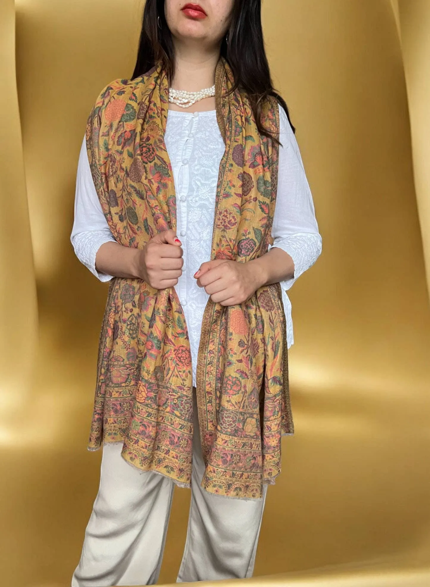 Yellow Fine Wool Pashmina