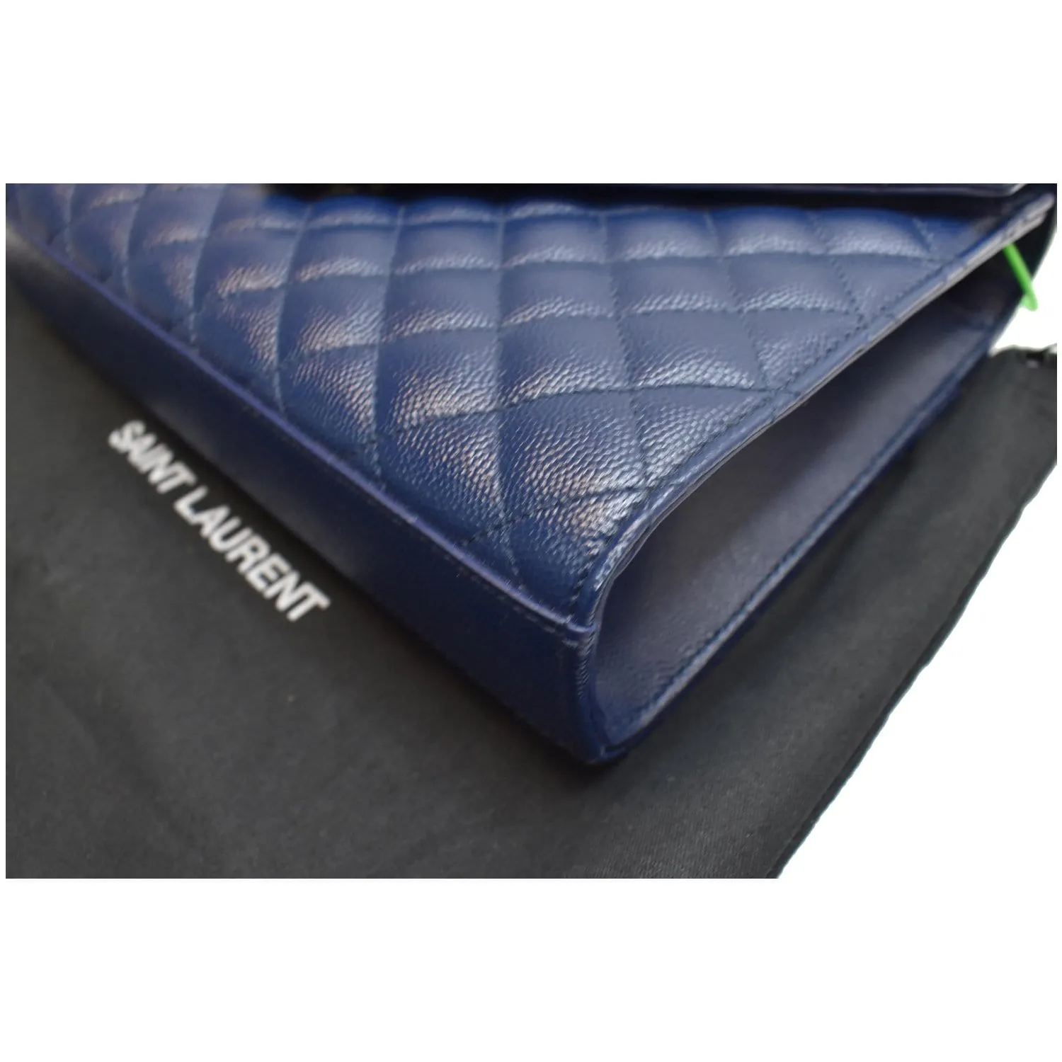 YVES SAINT LAURENT Envelope Chain Medium Leather Shoulder Bag Blue