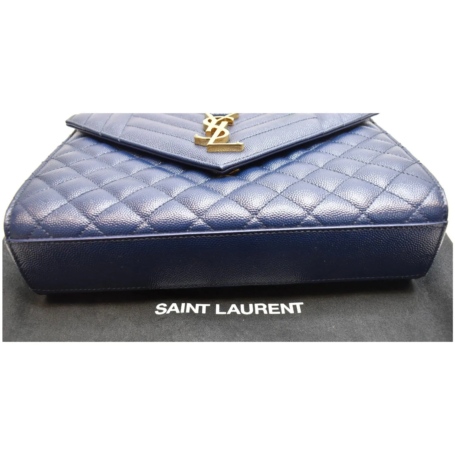 YVES SAINT LAURENT Envelope Chain Medium Leather Shoulder Bag Blue