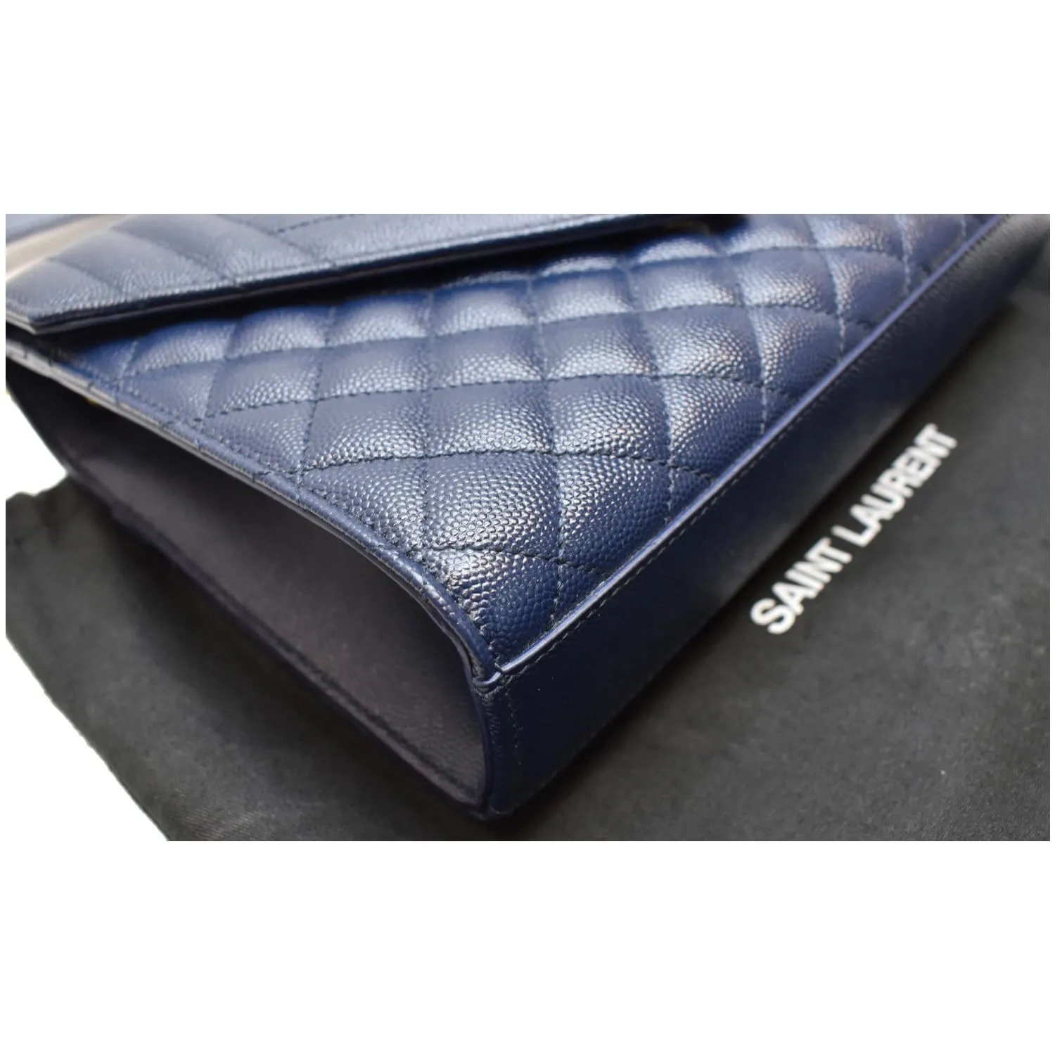 YVES SAINT LAURENT Envelope Chain Medium Leather Shoulder Bag Blue