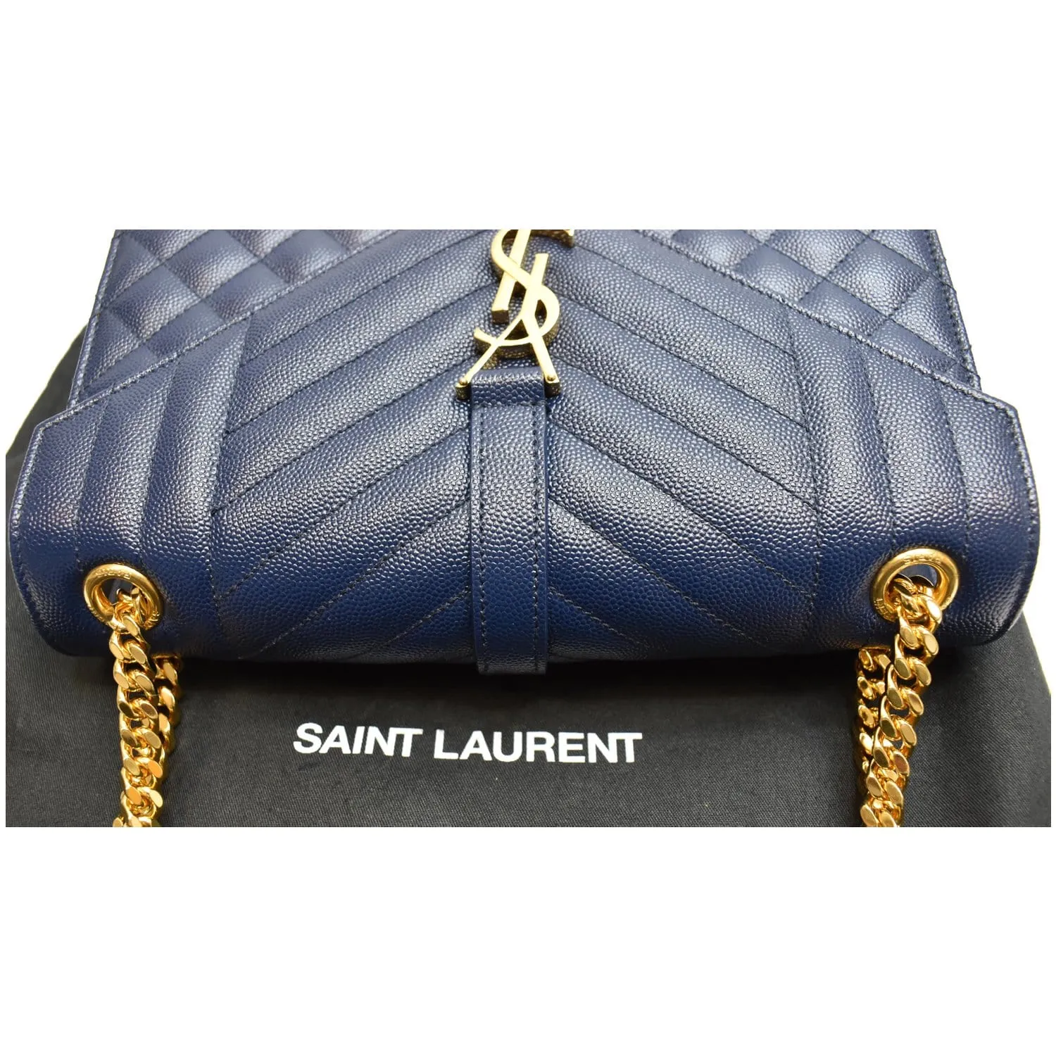 YVES SAINT LAURENT Envelope Chain Medium Leather Shoulder Bag Blue