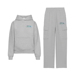 Zeta Tau Alpha Fave Fit Fleece Cargo Hoodie Set