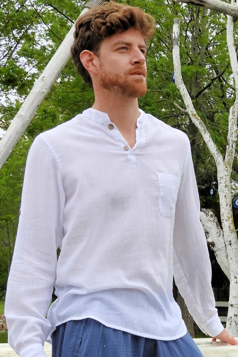 ZEUS Men's Linen Blend Shirt
