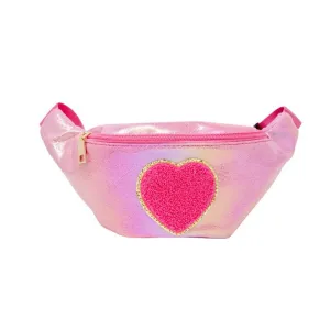 Zomi Gems Shiny Heart Patch Sling Bag - Hot Pink