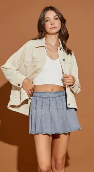 Zuly Pleated denim skirt